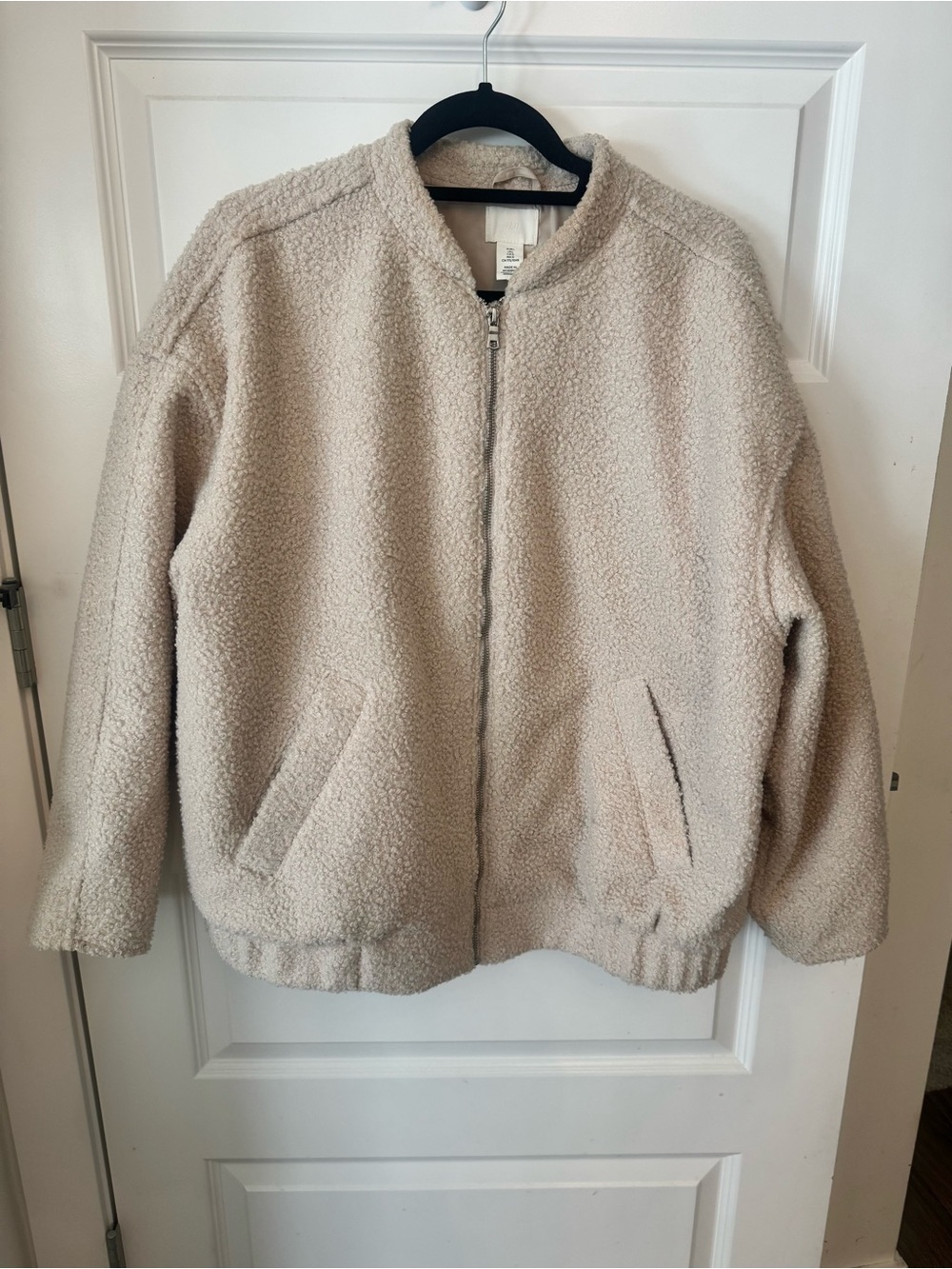 H&M Cream Sherpa Bomber Jacket